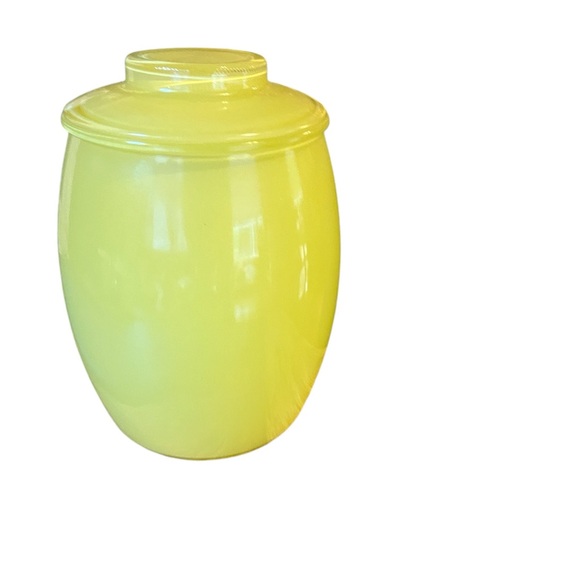 Mid Century “Bartlett Collin’s” yellow glass hand painted  cookie jar - Picture 3 of 7